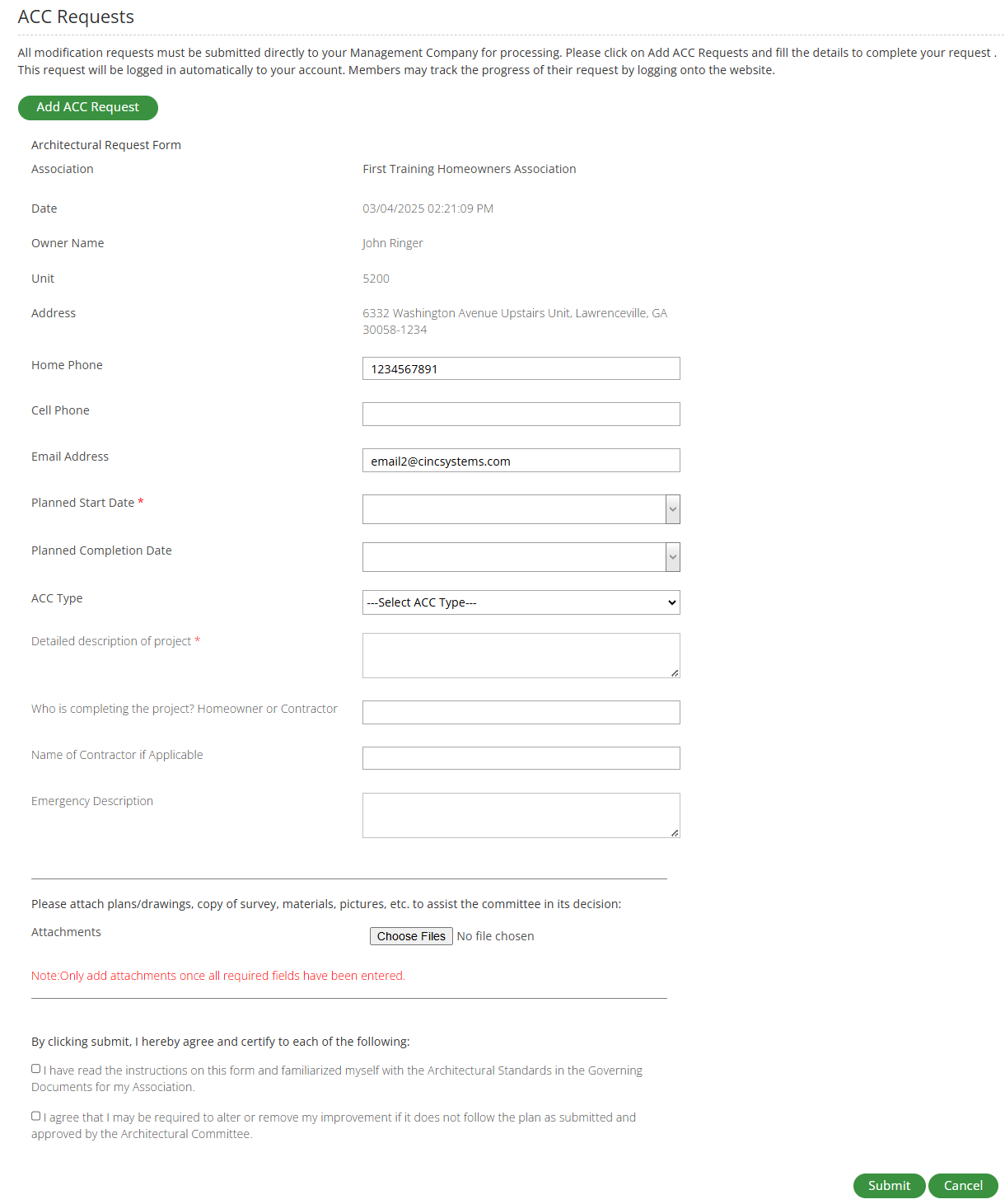 Acc Form Example ACC Requests